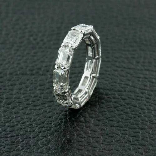 custom fit engagement rings -Emerald cut Diamond Eternity Band