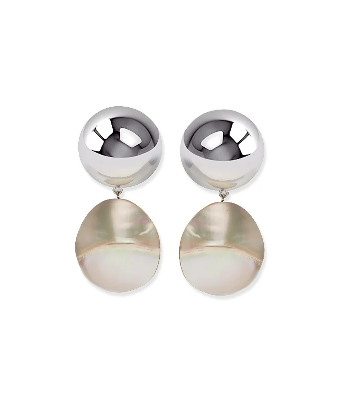 sterling silver drop earrings -Rodan Pearl Earrings in Silver