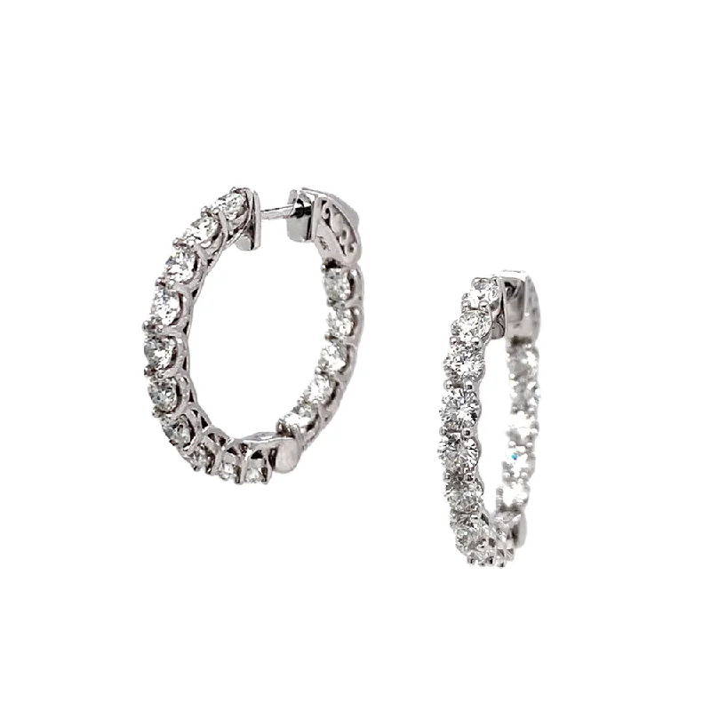 custom name earrings -Diamond & White Gold Hoop Earrings - "Bright Flash"