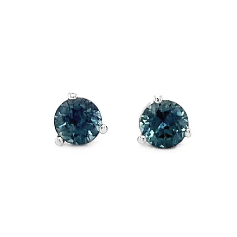 bridal earrings for women -Montana Sapphire & White Gold Stud Earrings - "Ocean Depths"