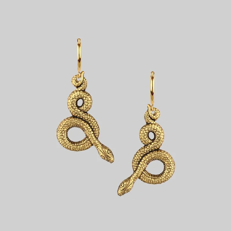 round stud earrings -MOIRA. Snake Wrap Hoop Earrings - Gold