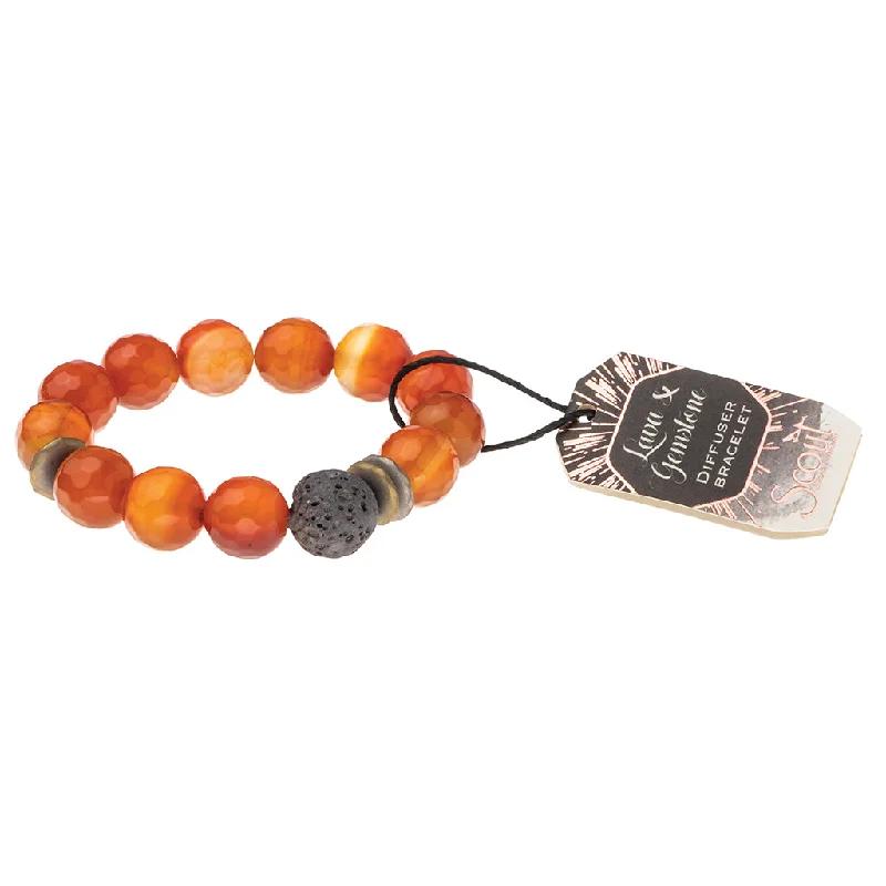 Lava & Gemstone Diffuser Bracelet - Amber Agate