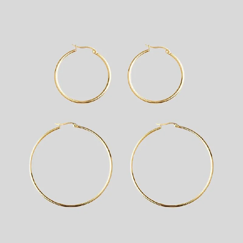 colorful dangly earrings -Gold Hoop Earrings - Set of 2