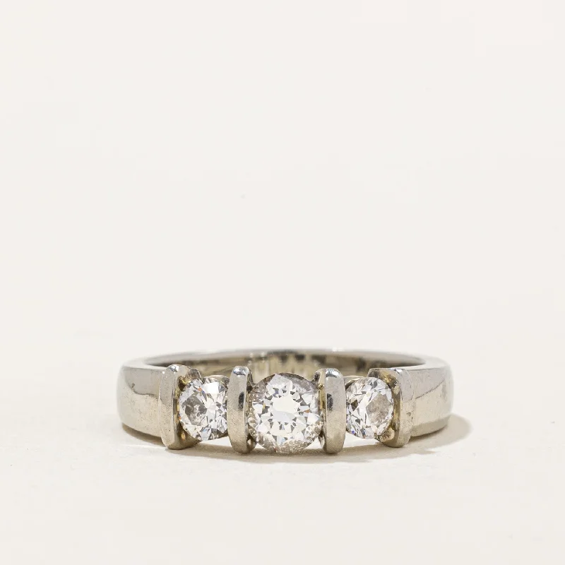 trendy fashion rings -Three Stone Diamond Ring | 0.64ctw | SZ 5 |