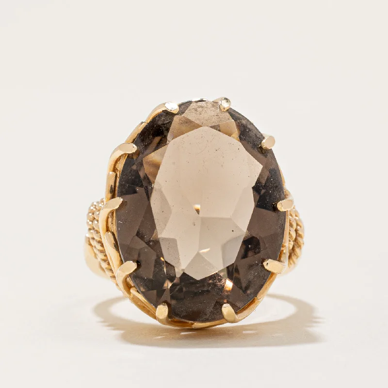 custom engraved rings -Smoky Quartz Cocktail Ring | 12.96ct | SZ 6.75 |