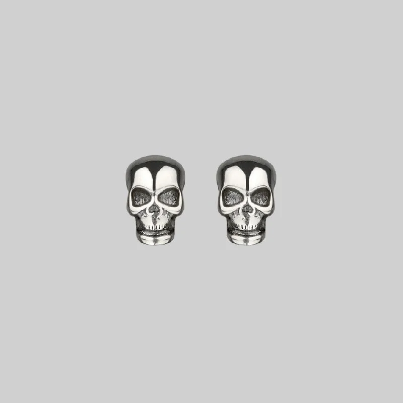 stylish ear cuffs -EDIE. Tiny Sterling Silver Skull Studs