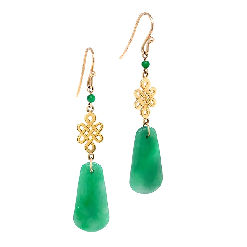 women’s pearl stud earrings -Jadeite & Yellow Gold Dangle Earrings - "Ilia"