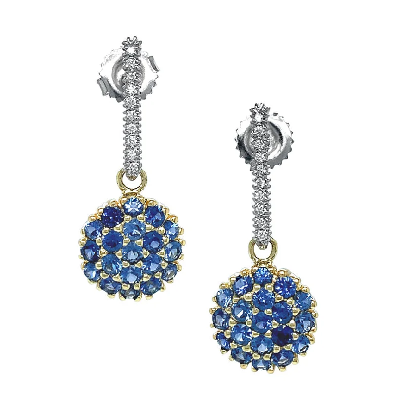 lightweight earrings for women -Yogo Sapphire & Diamond Drop Earrings - "Mosaic"