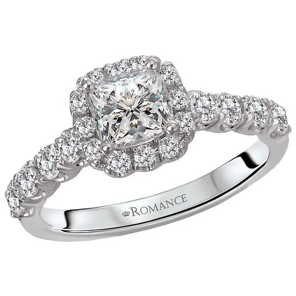 cushion cut engagement rings -14KT WHITE GOLD 1.25 CTW DIAMOND CUSHION HALO RING