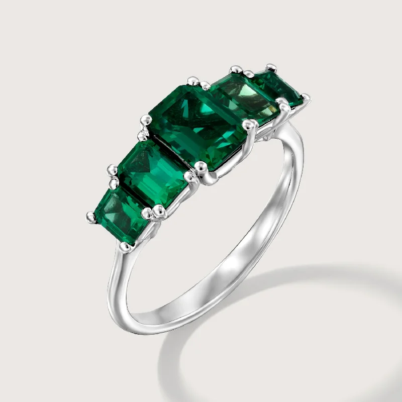 bold fashion rings -Alexandrina Gold Ring With Emeralds