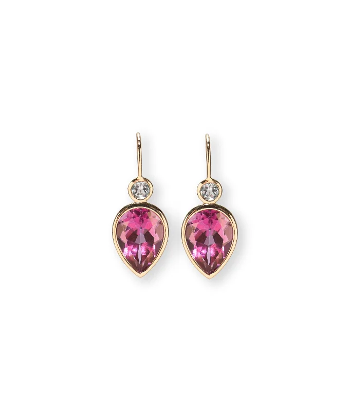 stud earrings for women -14k Gold Hera Earrings in Pink Topaz