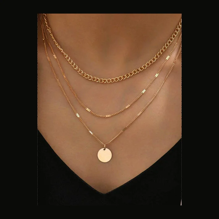 women’s long chain necklaces -Ripped Charm Layered Necklace