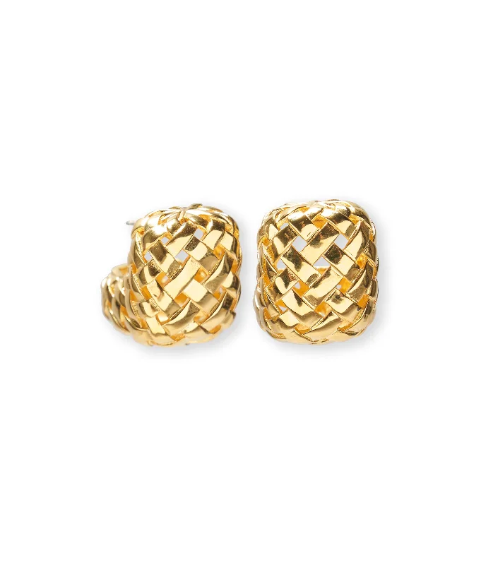 minimalistic diamond earrings -Woven Hoops in Gold