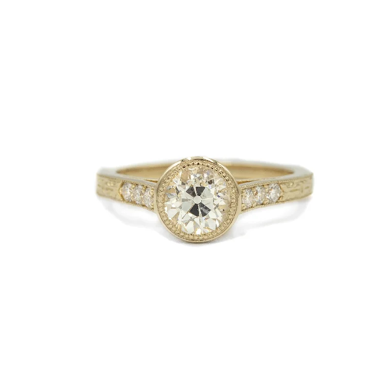 elegant rings for women -14ky 1.07ct Old European-Cut Vintage-Inspired Diamond Ring