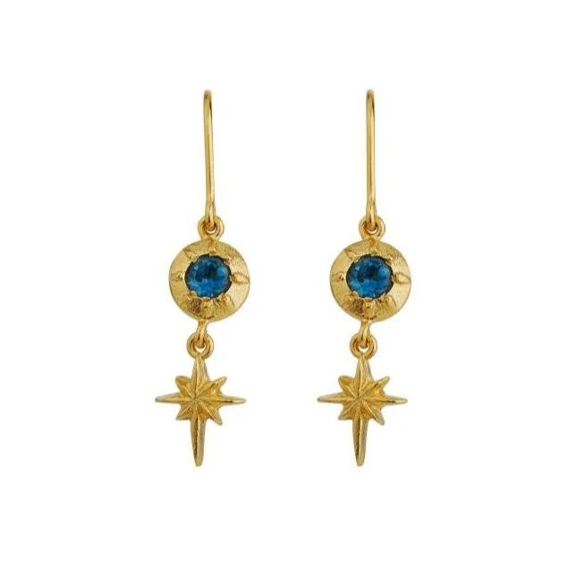 glamorous diamond earrings -London Blue Topaz & Gold Vermeil Drop Earrings - "Guiding Star"