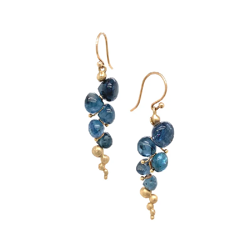 trendy gold earrings -Kyanite Briolette Drop Earrings - "Small Caviar"