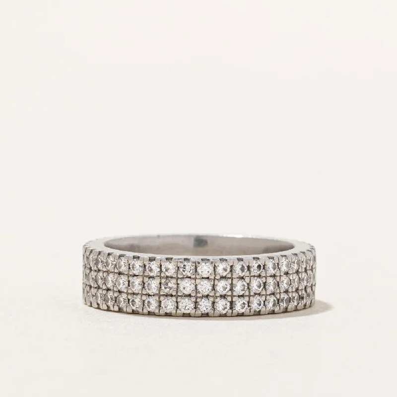 classic gold rings for women -Double Row Diamond Eternity Platinum Band | 1.00ctw | SZ 4.75 |