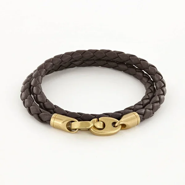 JOURNEY Double Wrap Leather Bracelet - BROWN + MATTE BRASS BRUMMELS