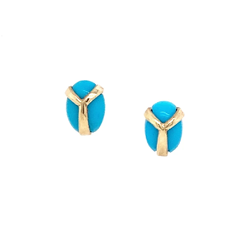 minimalistic diamond earrings -One-of-a-Kind Sleeping Beauty Turquoise Earrings - "Lucky Scarab"