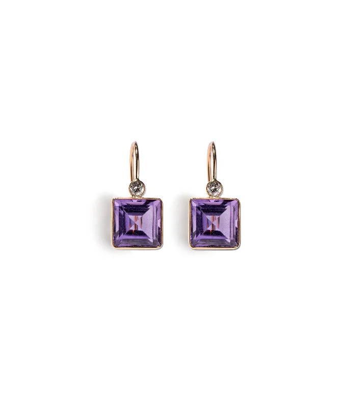 stylish ear cuffs -14k Gold King Earrings In Amethyst & Diamond