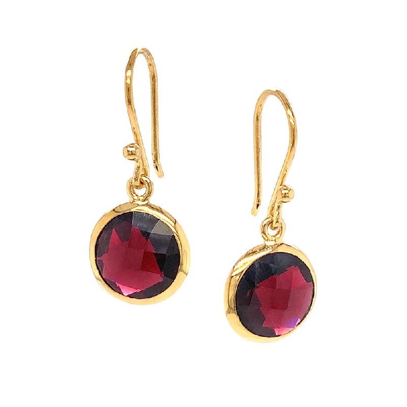 personalized jewelry earrings -Gold Vermeil Round Garnet Drop Earrings - "Dragon's Blood"