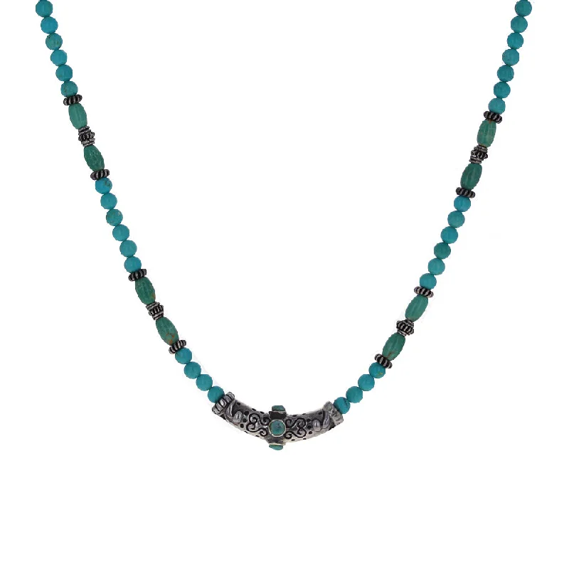 elegant lock pendant necklaces -Turquoise Beaded Slider Necklace