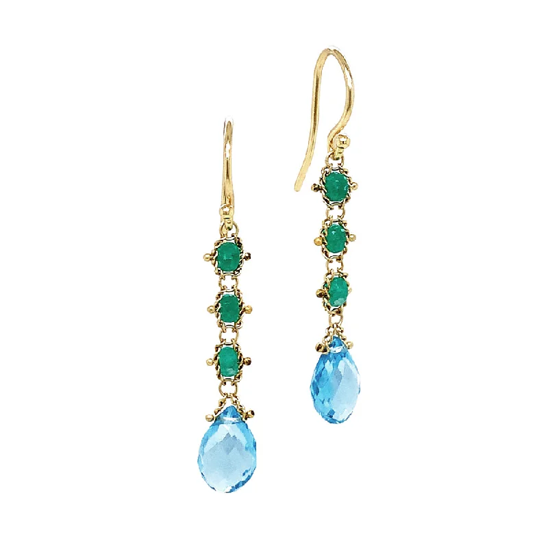 lightweight earrings for women -Apatite & Emerald Drop Earrings - "Woodland Stream"