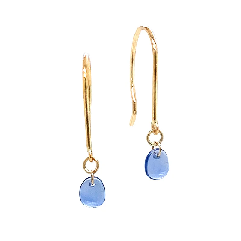 trendy gold earrings -Yogo Sapphire & Yellow Gold Earrings - "Raining Freeform"