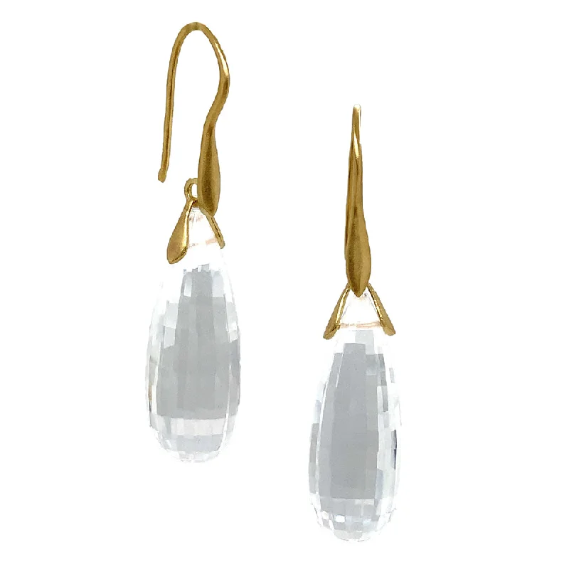 classic gold hoop earrings -One-of-a-Kind Checkerboard Rock Crystal Briolette Trapeze Earrings