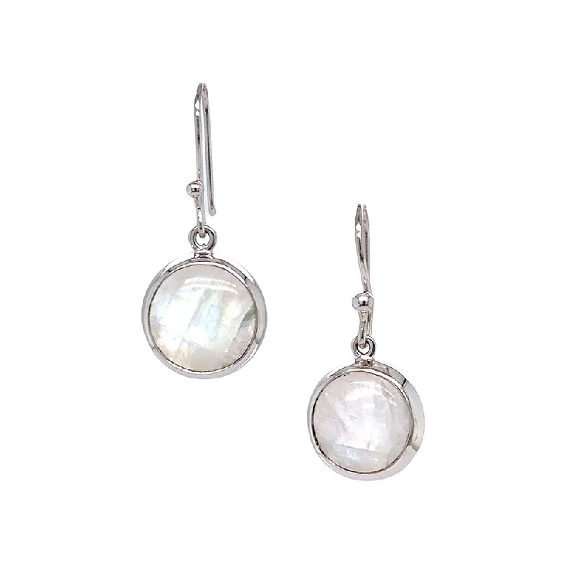 silver earrings for women -Sterling Silver Large Moonstone Drop Earrings