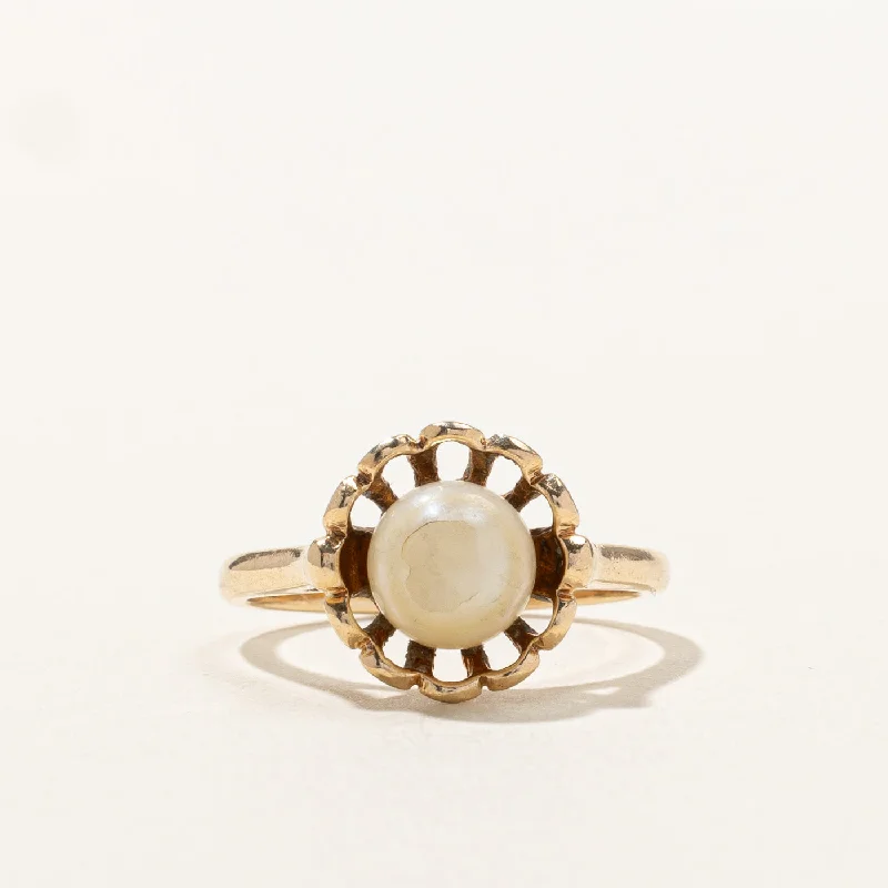 women’s silver bands -Solitaire Pearl Ring | SZ 7.5 |