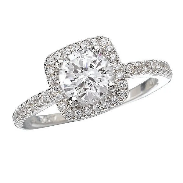 women’s princess-cut engagement rings -18KT White Gold 1.75 CTW Diamond Square Halo Ring