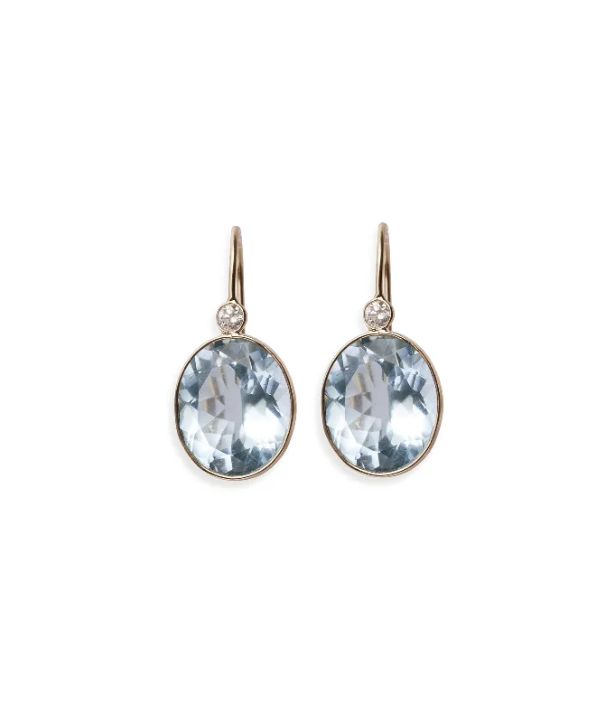 luxurious diamond earrings -14k Gold Pool Earrings in Blue Topaz & Diamond