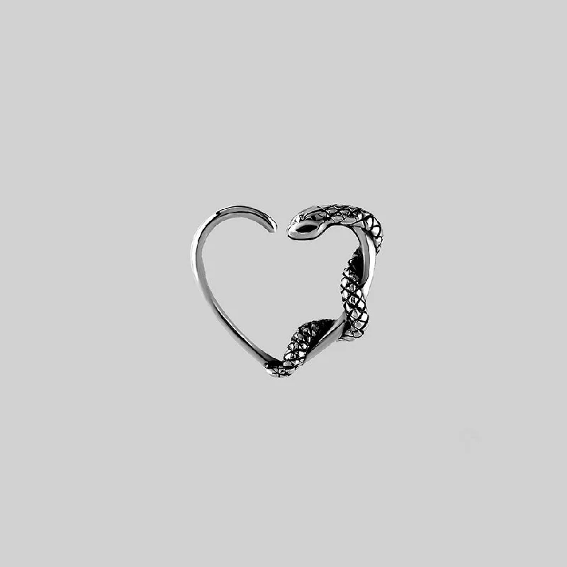 sterling silver stud earrings -SLINK. Silver Snake & Heart Daith Ring