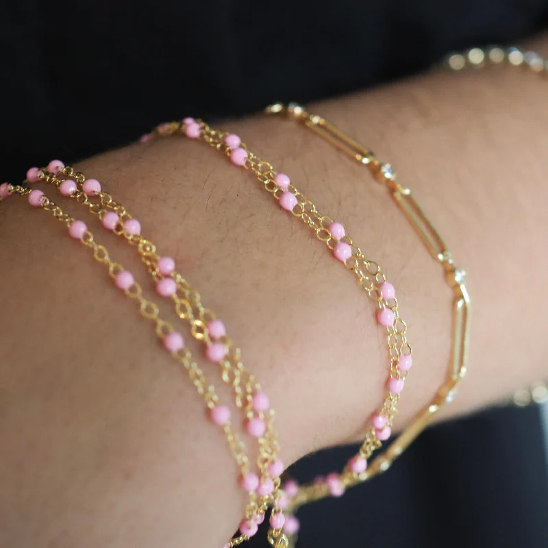 CLARA  ENAMEL BEAD - PIATTO CHAIN BRACELET