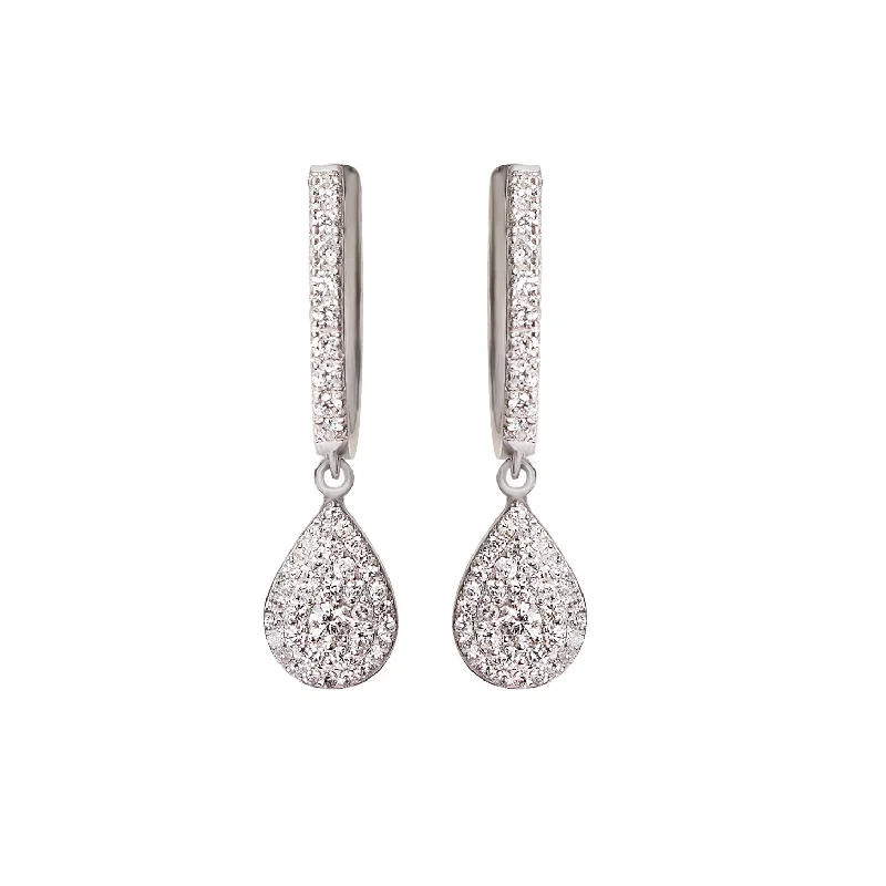 dangly earrings for women -Small Pear Diamond Drops Dangle Earrings Basic