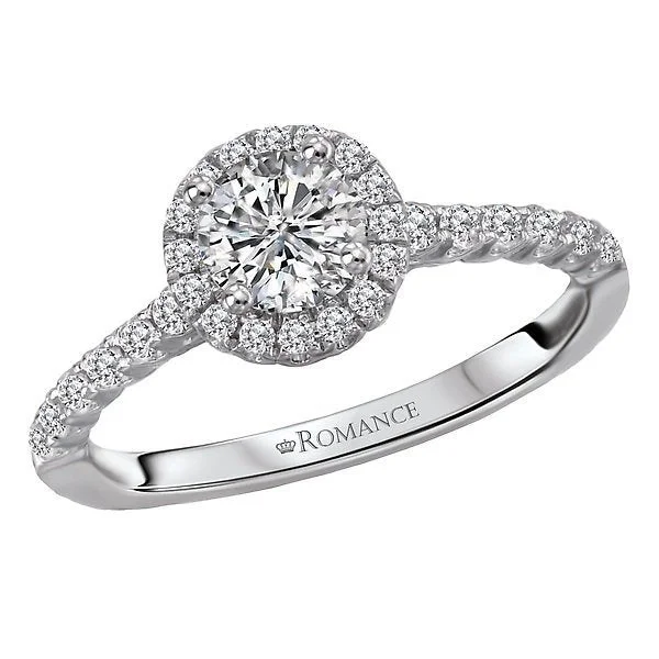 elegant gold engagement rings -14KT WHITE GOLD 3/4 CTW DIAMOND ACCENT ROUND HALO RING