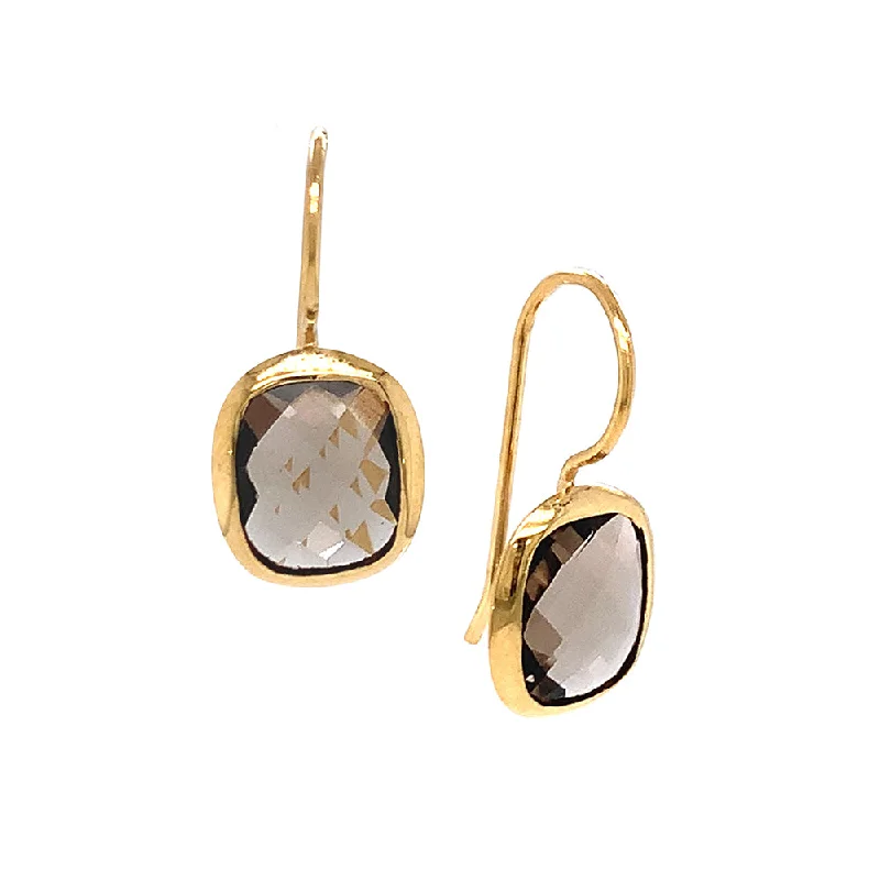 trendy earrings for women -Gold Vermeil Square Quartz Drop Earrings