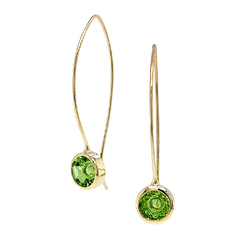 luxury ear accessories -Kreis-Cut Peridot & Yellow Gold Earrings - "Comet"