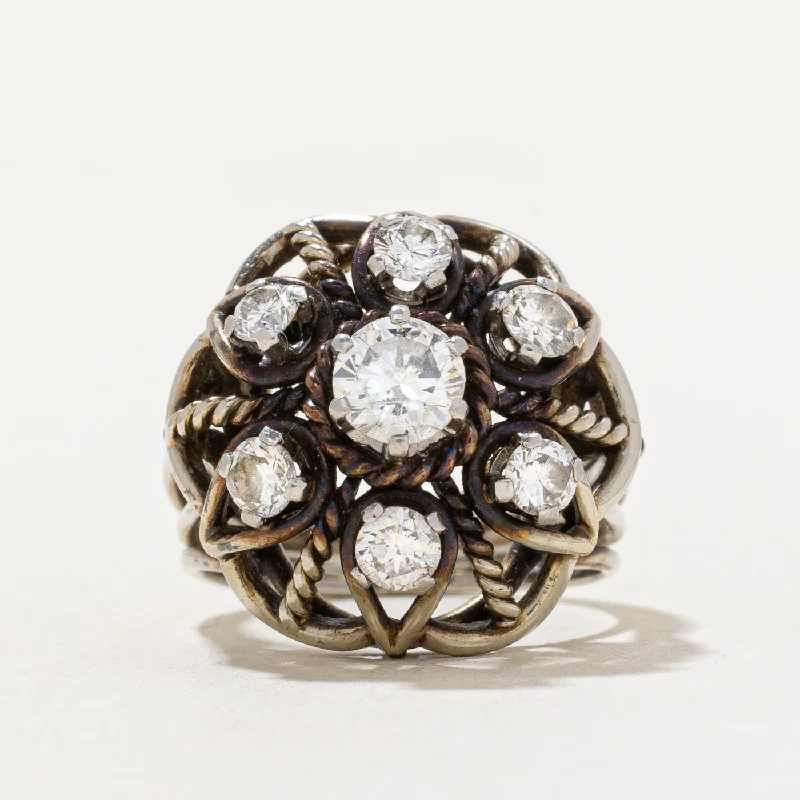 vintage rings for women -Diamond Cocktail Ring | 0.93ctw | SZ 5 |