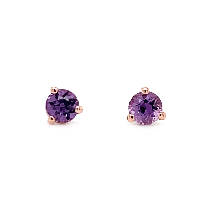 personalized jewelry earrings -Montana Sapphire & Rose Gold Stud Earrings - "Falling Twilight"