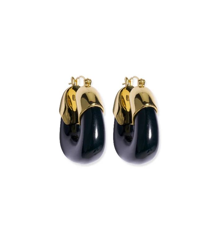 trendy stud earrings -Organic Hoops in Midnight