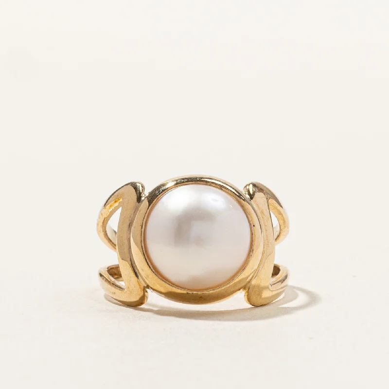 anniversary rings for women -Bezel Set Pearl Ring | SZ 8.25 |