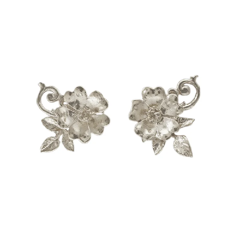 sterling silver stud earrings -Sterling Silver Studs - "Ornate Rose"