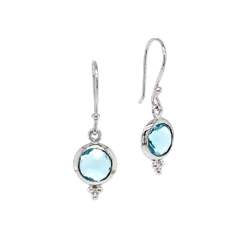 stylish statement earrings -Sterling Silver & Blue Topaz Earrings