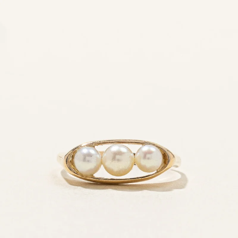 bridal rings sets -Vintage Three Stone Pearl Ring | SZ 6.75 |