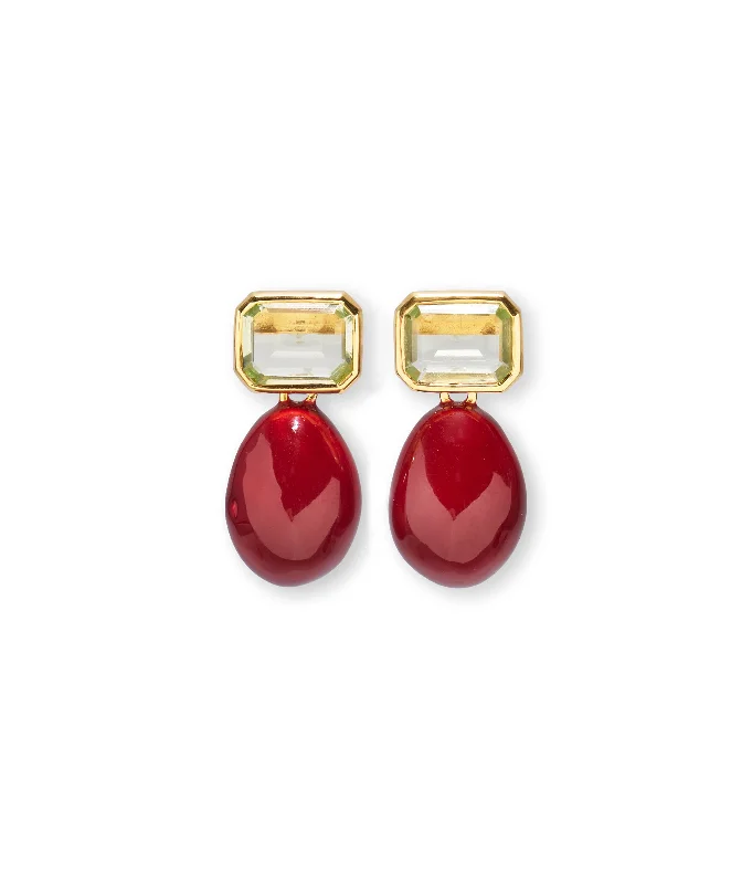 heart-shaped earrings -Bean Earrings in Burgundy Enamel