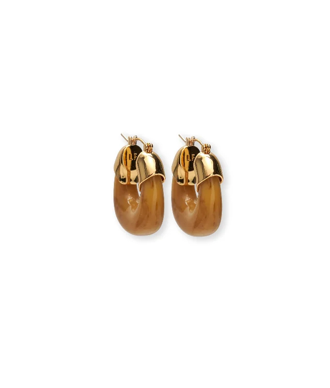 gold earrings for women -Mini Organic Hoops in Mocha