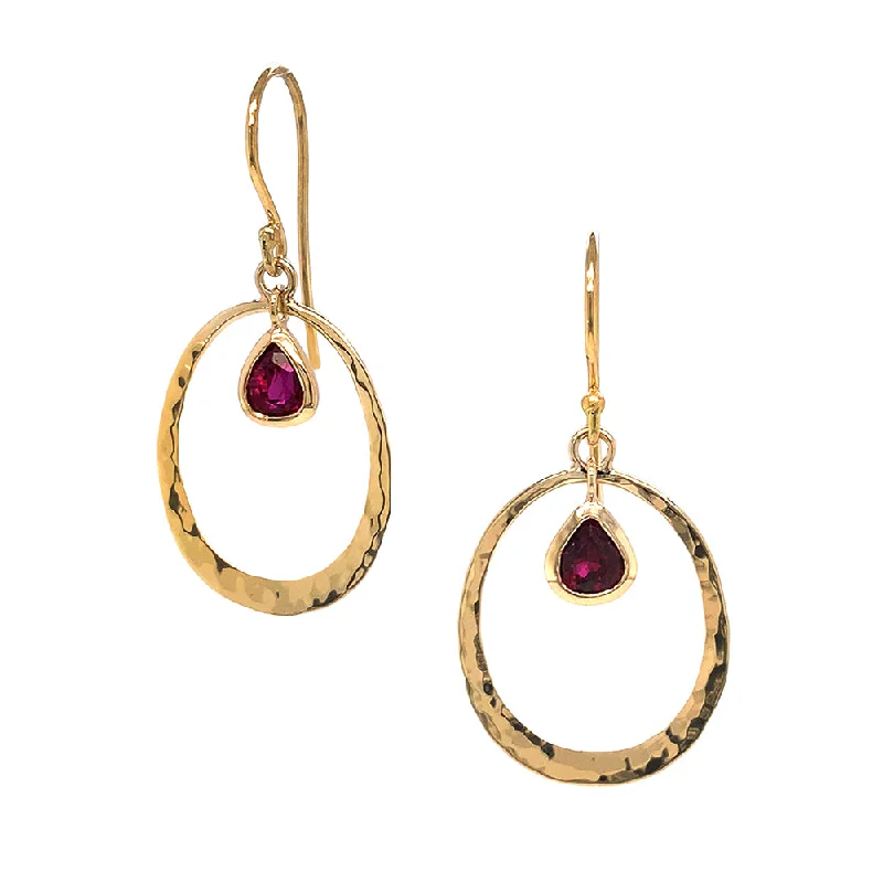 luxury hoop earrings -Ruby & Yellow Gold Earrings - "Ruby Glow"