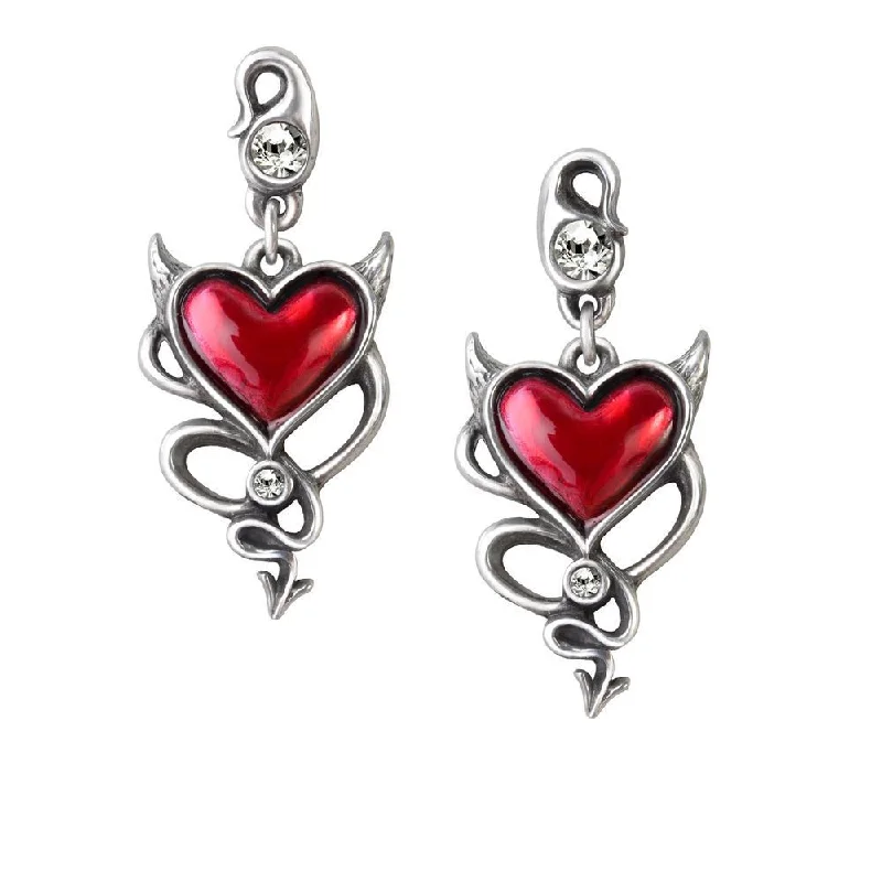 personalized earrings -Devil Heart Earrings by Alchemy Gothic